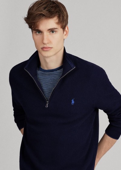 Sueter Polo Ralph Lauren Hombre Azul Marino - Cotton Quarter-Zip - USZJF7109